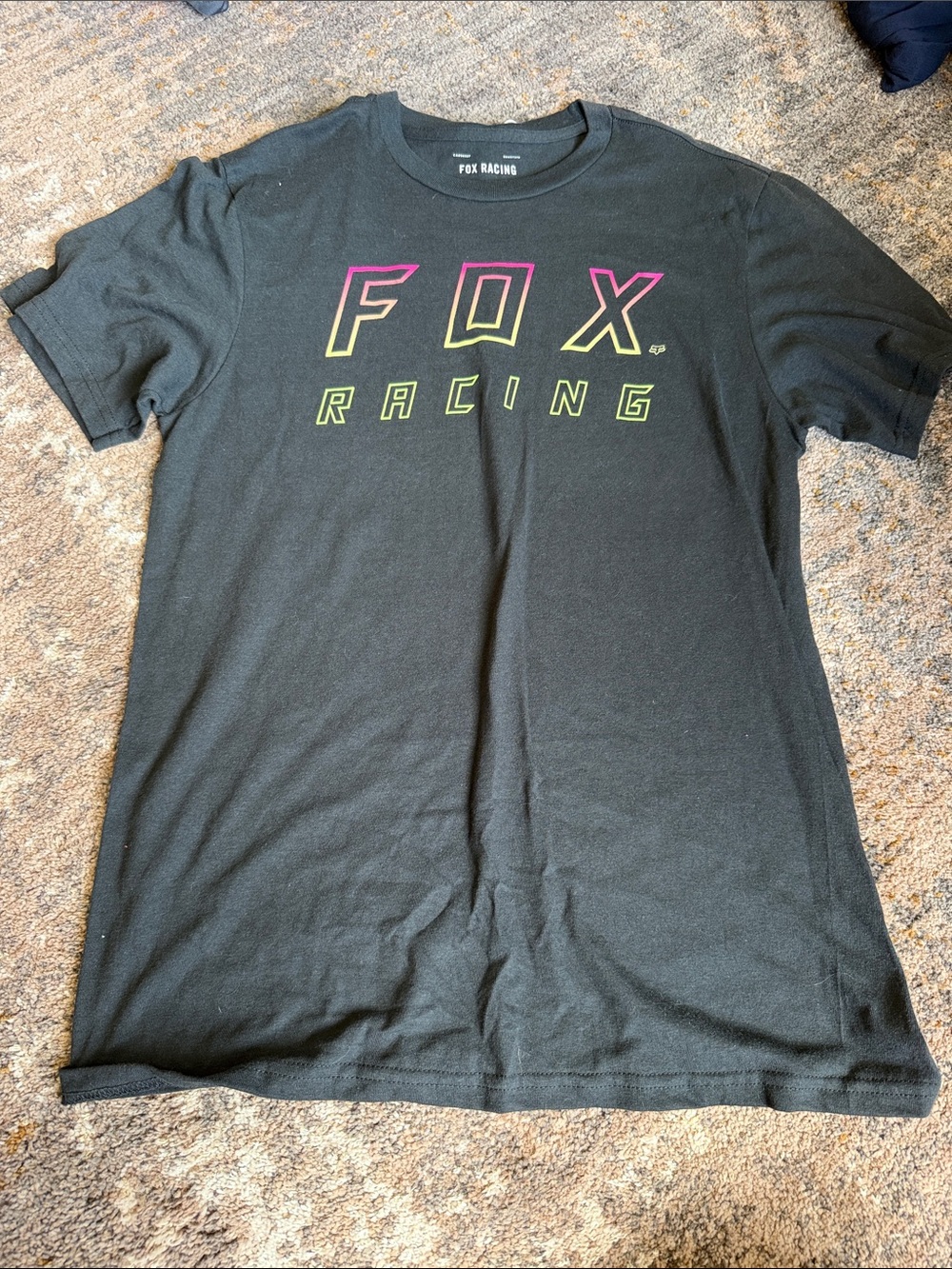 Fox Black Short Sleeve Tee with Pink and Lime Logo